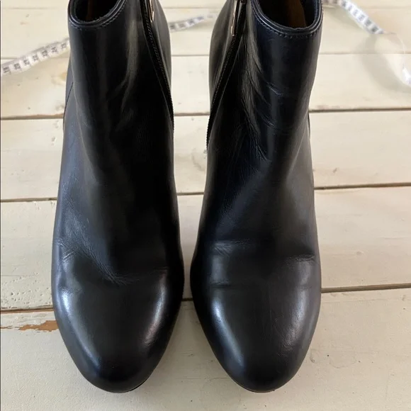 Coach Black Leather Heeled Boots with Gold Accent, 6.5 - Picture 6 of 11